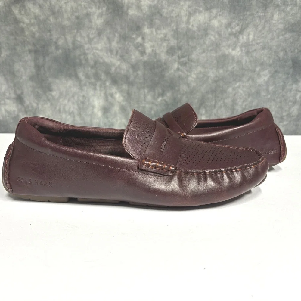 Cole Haan Grand Laser Penny Driver Loafers Mens 11 Brown Leather Preppy Casual